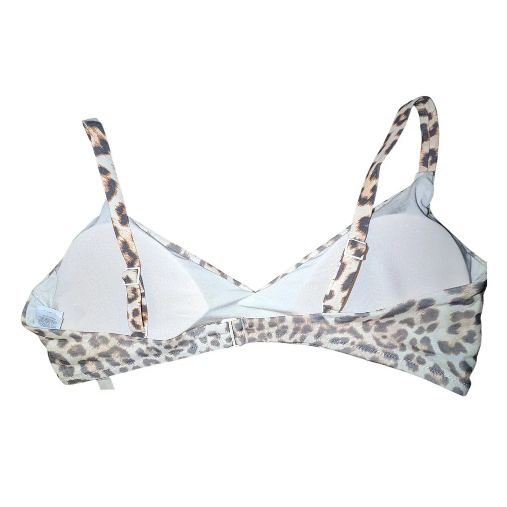 Aerie Real Good Leopard‎ Print Scoop Bikini Top XL Tan Brown UPF 50 NWT